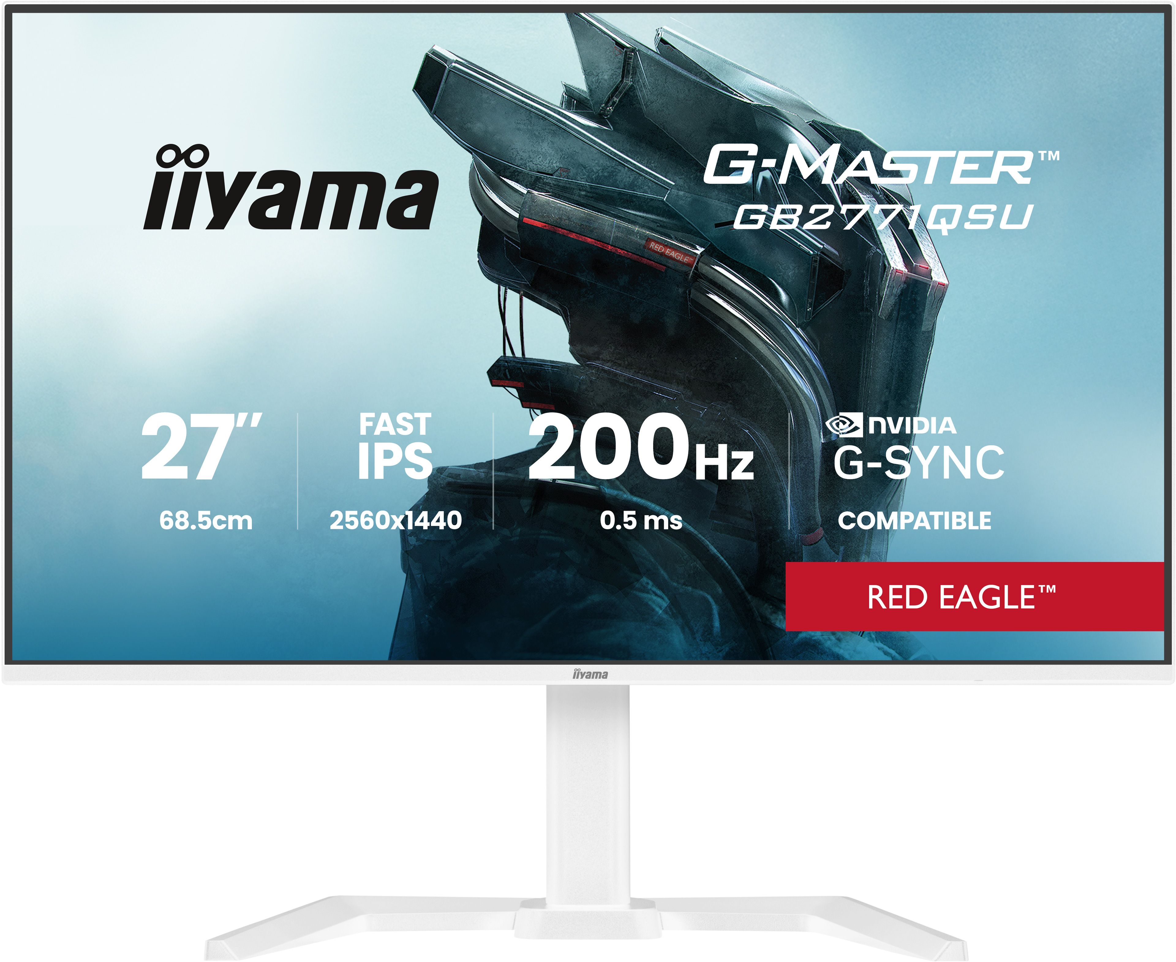 iiyama 27" G-Master GB2771QSU-W1 IPS LED Monitor - 2560x1440, QHD, 200Hz, 0,5ms, Hangszóró, Gamer,  Fehér