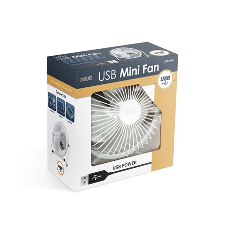 Delight 51110WH USB MINI VENTILÁTOR FEHÉR 18 CM