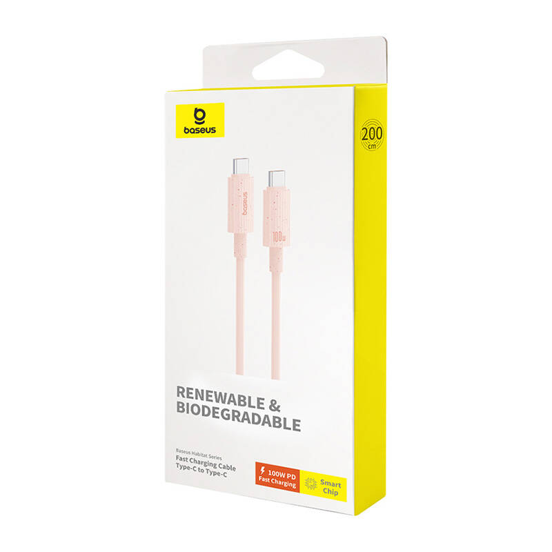 Fast Charging cable Baseus USB-C to USB-C Habitat Series 2m 100W (pink)