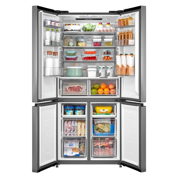 Midea MDRM691FIE46 négyajtós Hűtő:345L  Fagyasztó:170L  No frost Side by side hűtőszekrény Inox