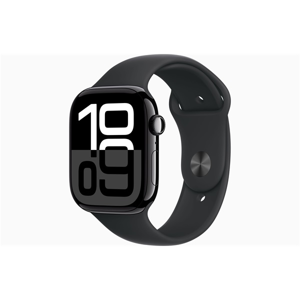 Apple Watch S10 GPS (46mm) kozmoszfekete alumínium tok fekete sportszíj (M/L) okosóra