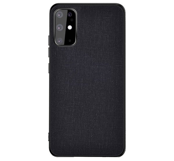 Műanyag telefonvédő (közepesen ütésálló, szilikon keret, textil hátlap) FEKETE [Samsung Galaxy S20 5G (SM-G981U)]