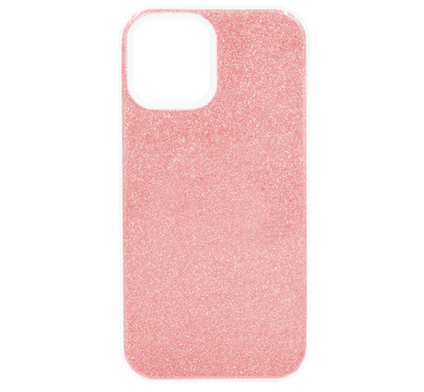 Szilikon telefonvédő (műanyag belső, csillogó hátlap) RÓZSASZÍN [Apple iPhone 13]