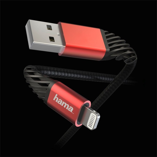 Hama 201538 FIC E3 EXTREME 1,5m USB/Lightning fekete-piros adat- és töltőkábel Hama 201538 FIC E3 EXTREME 1,5m USB/Lightning fekete-piros adat- és töltőkábel