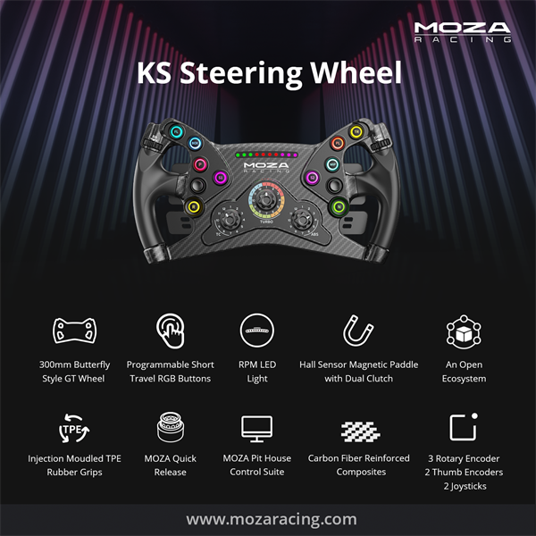 Moza Racing kiegészítő MOZA KS Kormánykerék RGB 300mm Moza Racing kiegészítő MOZA KS Kormánykerék RGB 300mm