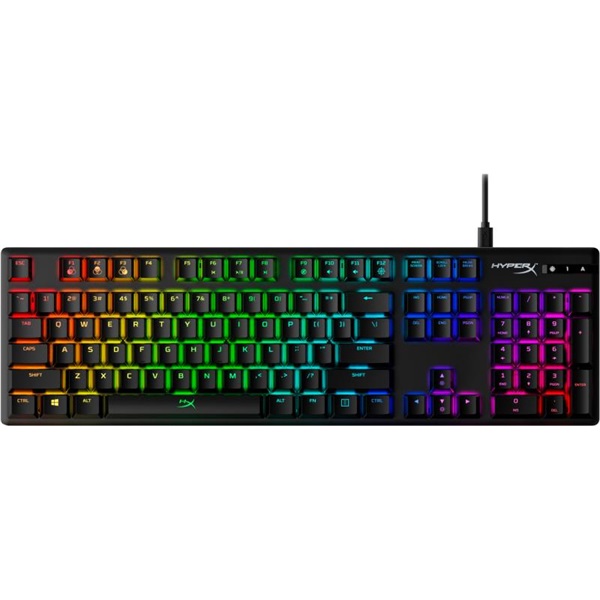HyperX Mechanikus Billentyűzet   Alloy Origins Aqua  Vezetékes  USB  81 gomb  HX Aqua switch angol kiosztás Fekete 