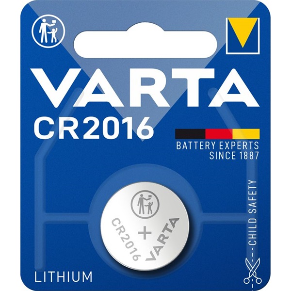 CR2016 lítium gombelem, 3 V, 90 mA, Varta BR2016, DL2016, ECR2016, KCR2016, KL2016, KECR2016, LM2016