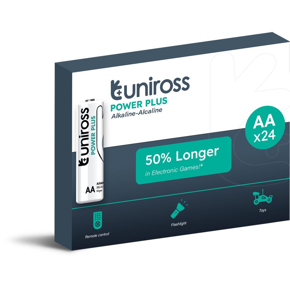 Uniross 1,5V LR6/AA/ceruza tartós alkáli elem POWER PLUS 24db/csomag (UPPAABX24) Uniross 1,5V LR6/AA/ceruza tartós alkáli elem POWER PLUS 24db/csomag (UPPAABX24)