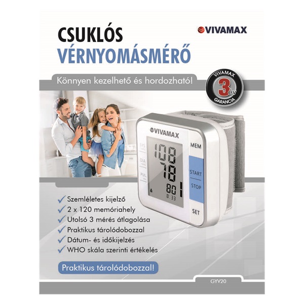 Vivamax V20 csuklós vérnyomásmérő (GYV20)