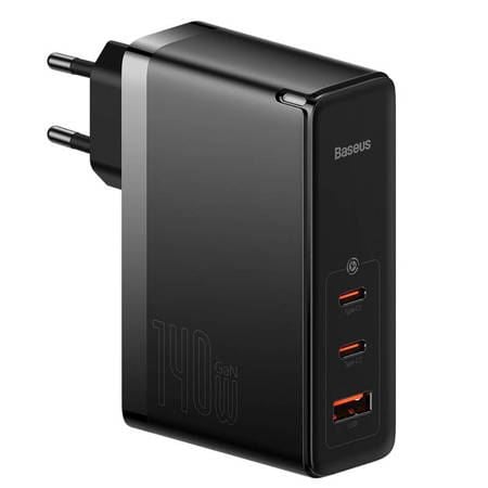 Baseus GaN5 Pro 2xUSB-C + USB hálózati töltő 140W fekete (CCGP100201) Baseus GaN5 Pro 2xUSB-C + USB hálózati töltő 140W fekete (CCGP100201)