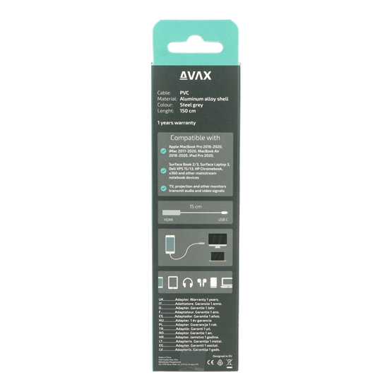  AVAX AD603 CONNECT+ Type C - HDMI 4K/60Hz adapter alumínium
