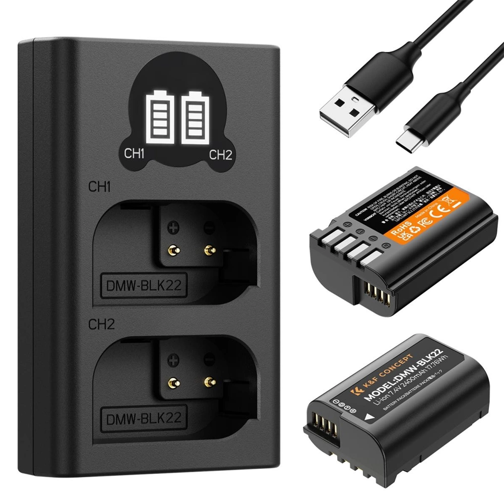 K&F DMW-BLK22 Digital Camera Dual Battery with Dual Channel Charger for Panasonic K&F DMW-BLK22 Digital Camera Dual Battery with Dual Channel Charger for Panasonic