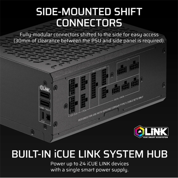 CORSAIR iCUE LINK HXi SHIFT Series HX1500i SHIFT  1500W  Cybenetics Platinum Moduláris  Tápegység