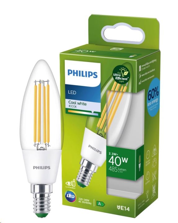 Philips E14 2.3W LED fényforrás gyertya semleges fehér (8719514435773)