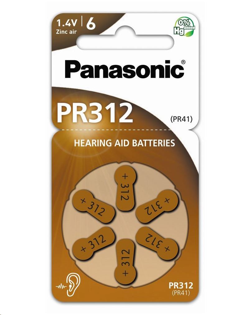 Panasonic 1.4V PR312L/6LB Cink-levegő hallókészülék elem (6db / csomag) (PR-312(41)/6LB) Panasonic 1.4V PR312L/6LB Cink-levegő hallókészülék elem (6db / csomag) (PR-312(41)/6LB)