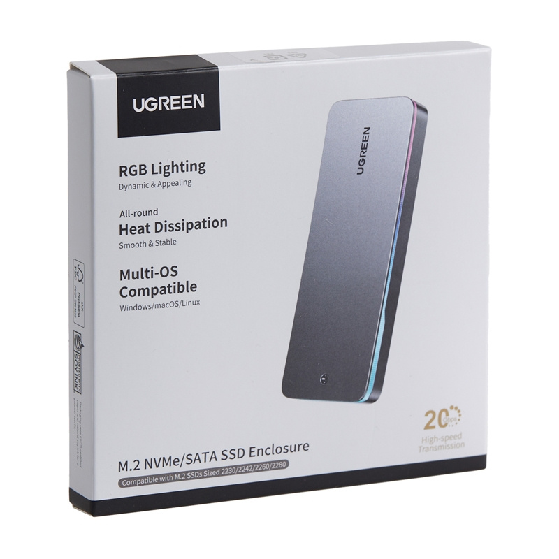 UGREEN CM777 NVMe/SATA 20 Gbps, USB-C SSD ház