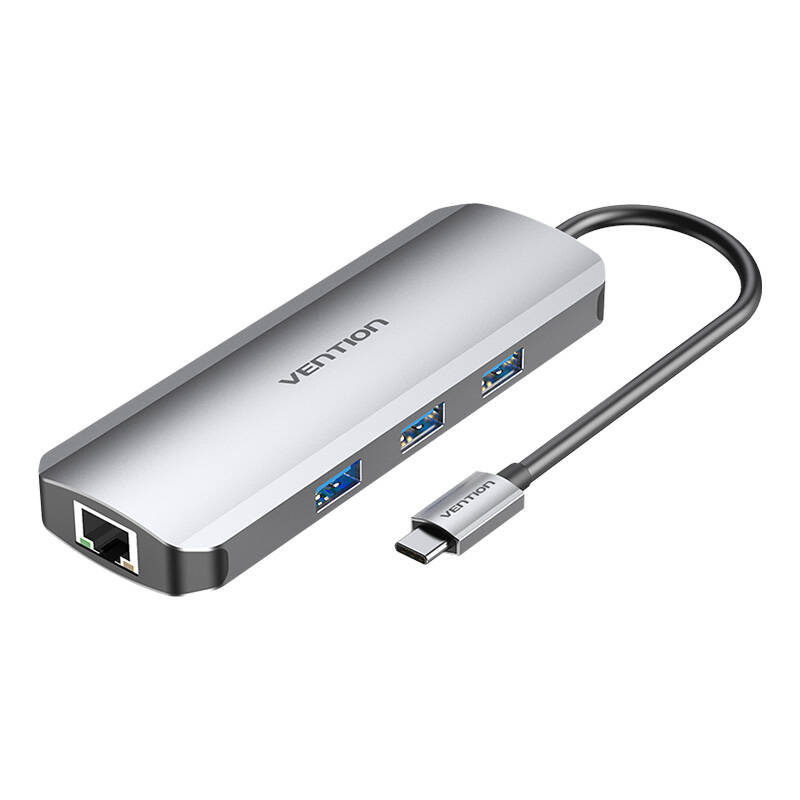 USB-C Docking Station to HDMI, 3x USB3.0, RJ45, SD, TF, PD 0.15m Vention TOKHB (gray) USB-C Docking Station to HDMI, 3x USB3.0, RJ45, SD, TF, PD 0.15m Vention TOKHB (gray)