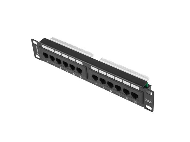 Lanberg Patch panel CAT6 12 PORT 1U 10" fekete (PPU6-9012-B)