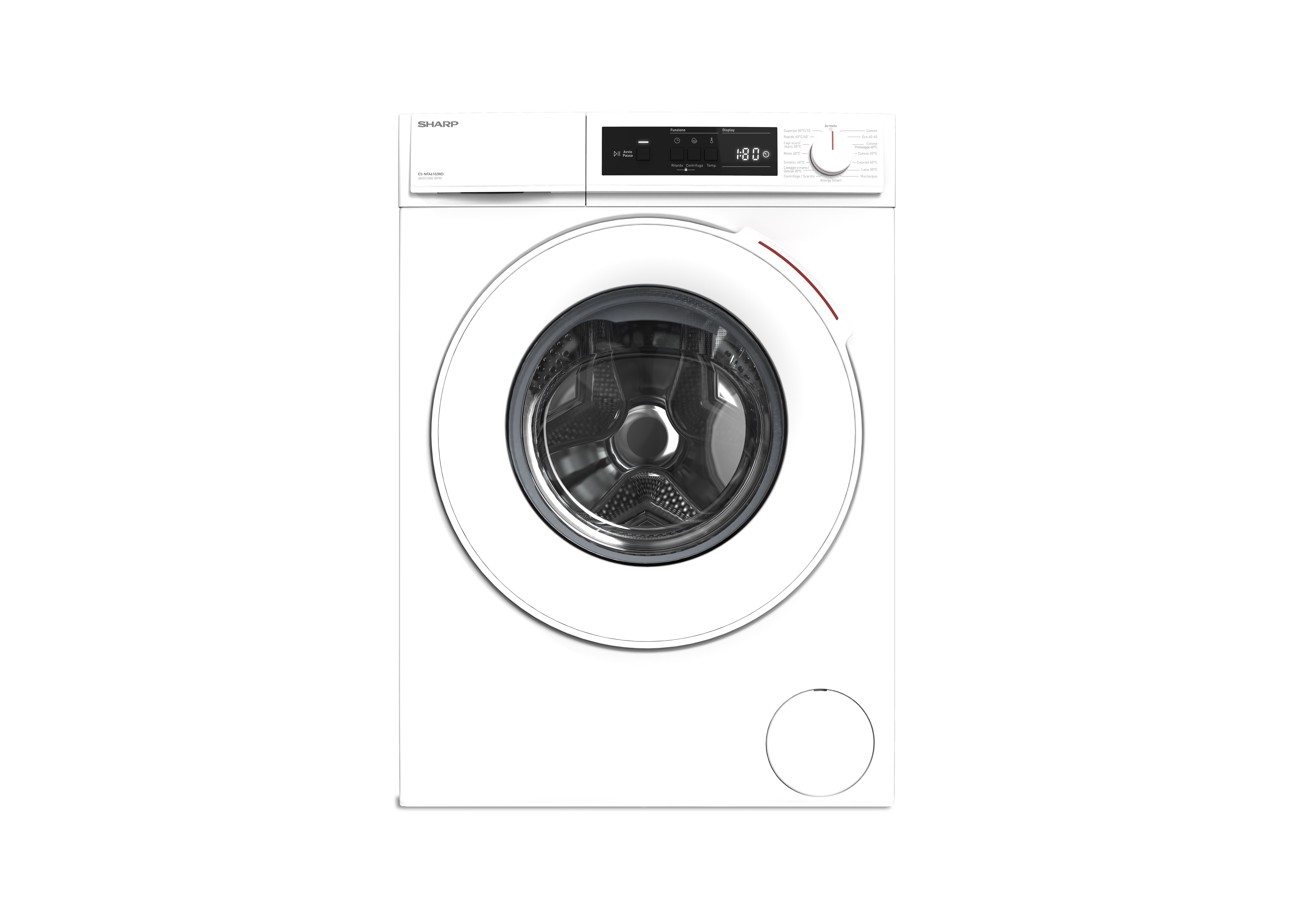 Sharp ES-NFA6102WDEE Elöltöltős keskeny mosógép – 6 kg, 1000 ford./perc, D Energiaosztály, Allergy Smart program, Gőz program Sharp ES-NFA6102WDEE Elöltöltős keskeny mosógép – 6 kg, 1000 ford./perc, D Energiaosztály, Allergy Smart program, Gőz program