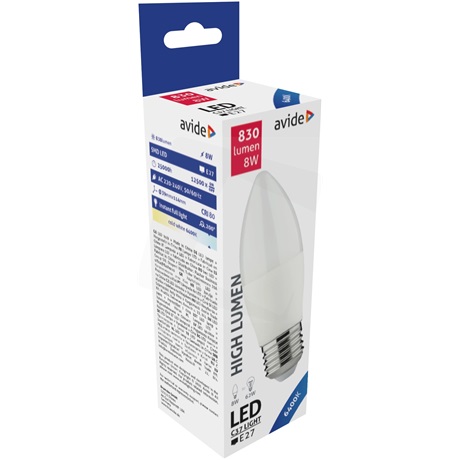 Avide ABC27CW-8W LED CANDLE IZZÓ 8W E27 CW 6400K