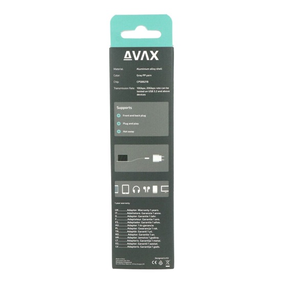  AVAX CB901 THUNDER 3.2 Type C 100W/10Gbps 1m fonott kábel viharszürke 