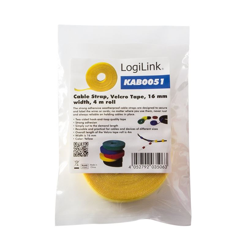 LogiLink KAB0051 tépőzáras kábelkötegelő 4m sárga LogiLink KAB0051 tépőzáras kábelkötegelő 4m sárga