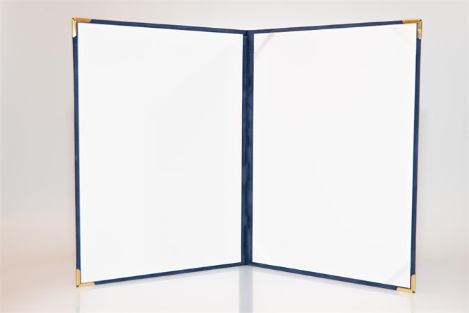 Oklevéltartó A4 exkluzív  plüss  4 fém sarokkal Kék