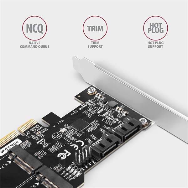 Axagon 2x SATA + 2x M.2 SATA bővítő kártya PCIe (PCES-SA4M2)