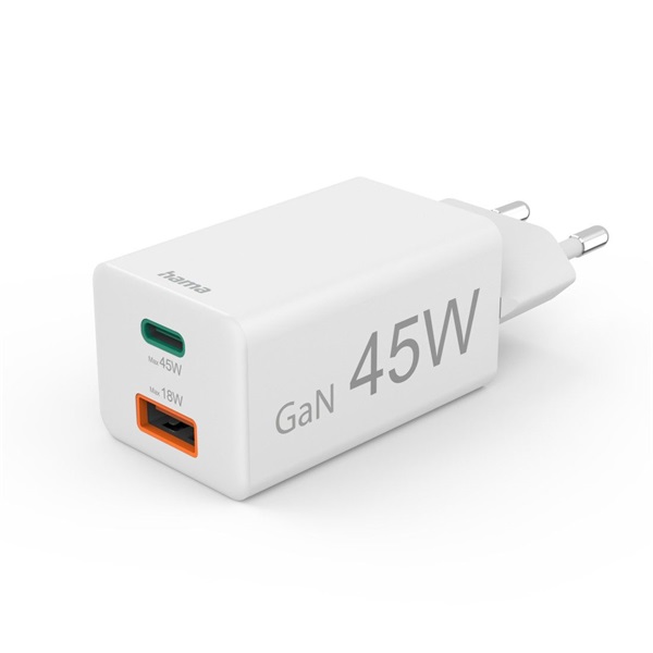 Hama 00201993 45W GAN PD QC USB/USB-C fehér hálózati töltő