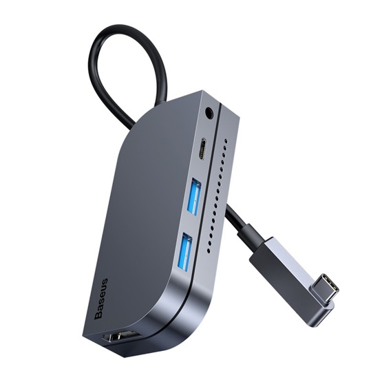 Baseus Bend Angle No.7 USB Type-C HUB, szürke