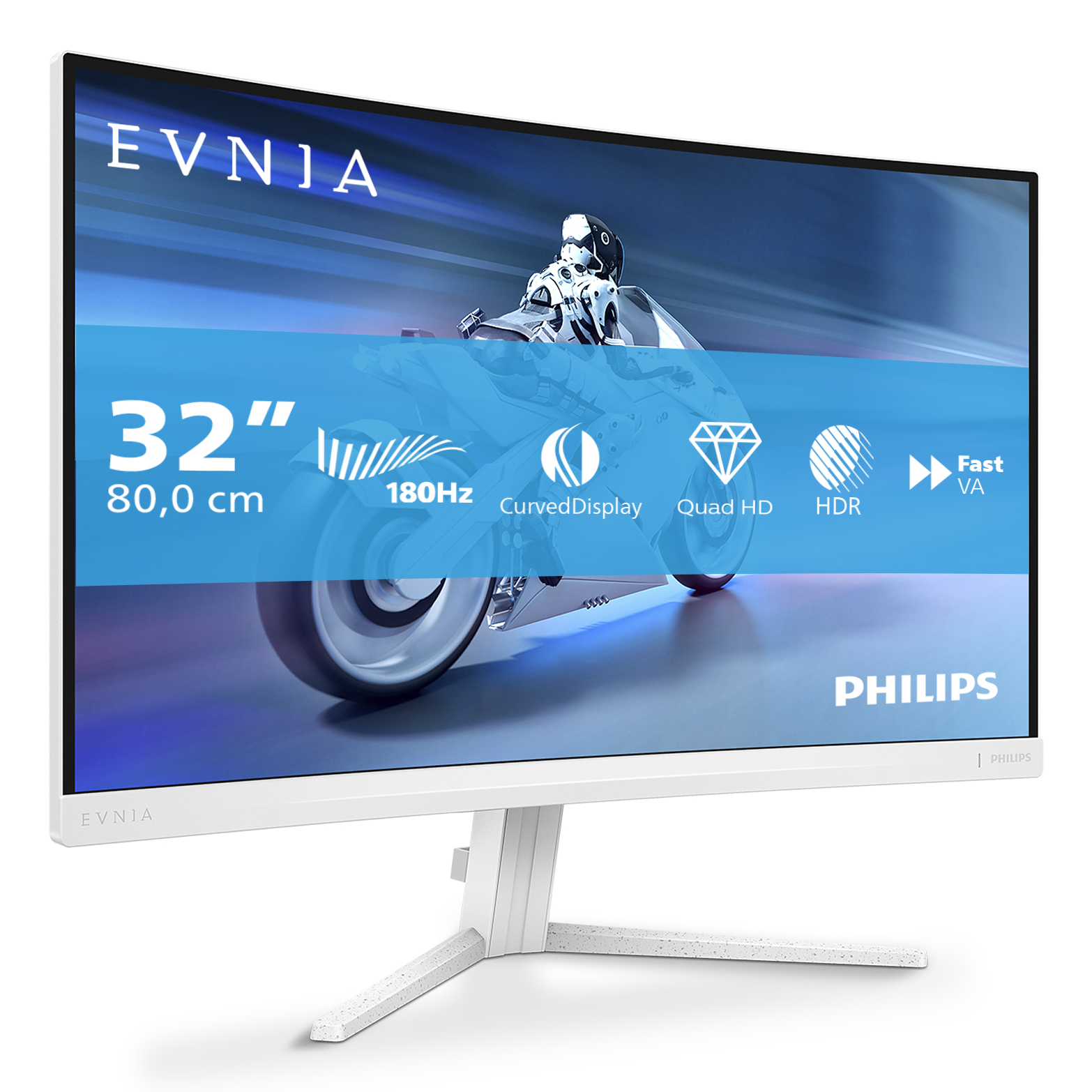 Philips 31,5" 32M2C5501 LED Monitor - 2560x1440, QHD, VA, 180Hz, 1ms, Ívelt, Gamer, Fehér