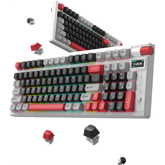 BILL MONKA Storm vezeték nélküli gaming billentyűzet - Fehér - US /MONKA Violet Linear/