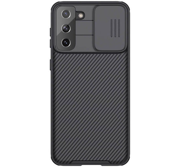 NILLKIN CAMSHIELD PRO műanyag telefonvédő (szilikon keret, közepesen ütésálló, kamera védelem, csíkos minta) FEKETE [Samsung Galaxy S21 ...