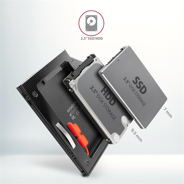Axagon RSS-CD09 2.5" laptop ODD beépítő adapter fekete