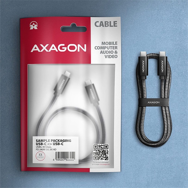 Axagon BUCM4X-CM10AB NewGEN+ 1m USB-C  USB-C 4 Gen 3x2 / 240W kábel