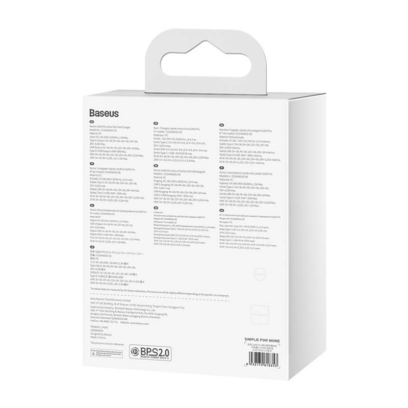 Baseus GaN5 Töltő 65W + USB-C + USB-A