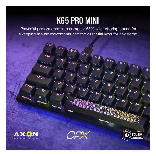 CORSAIR Vezetékes Billentyűzet Gaming K65 PRO MINI RGB 65%  Optical-Mechanical  US szürke