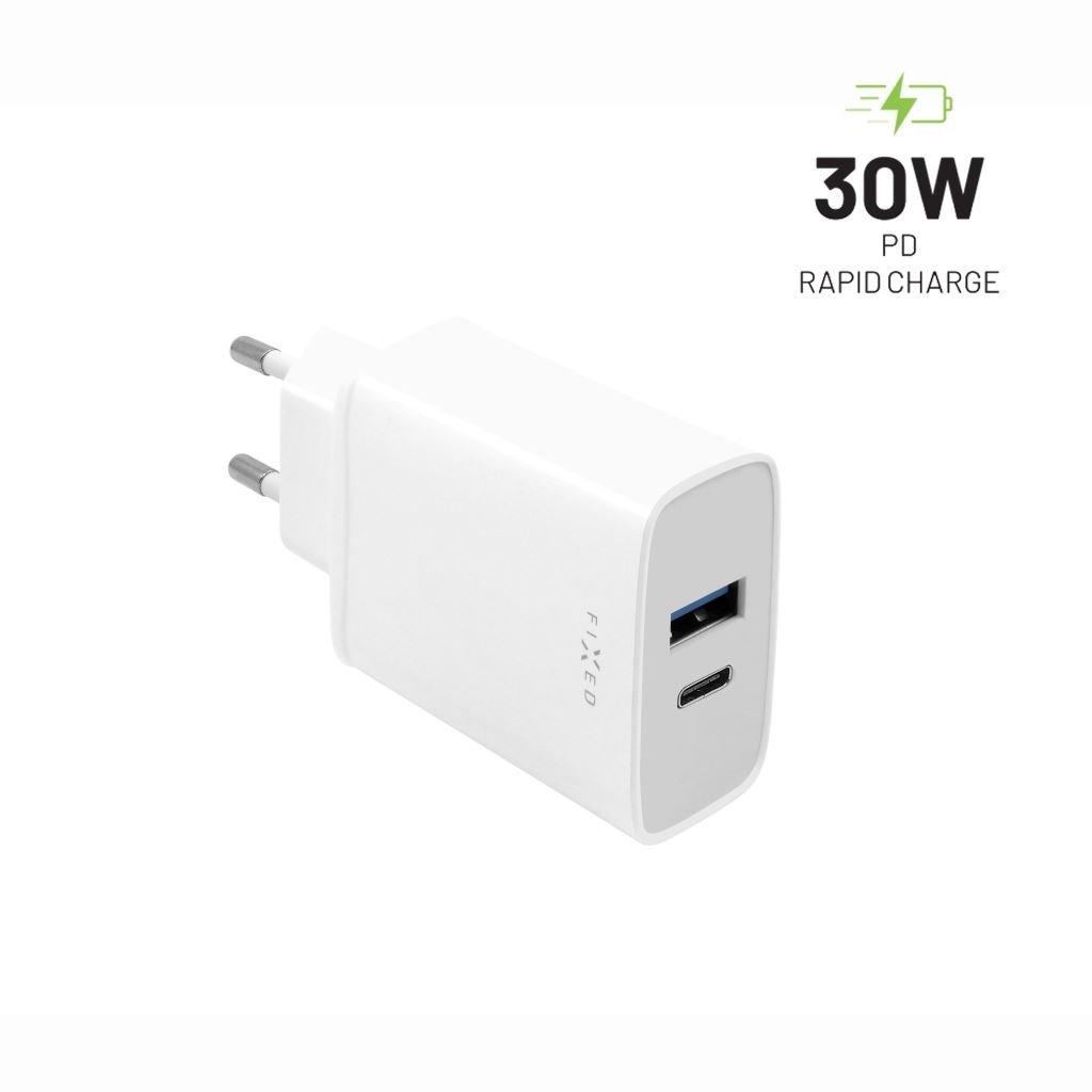 FIXED Travel USB-C, USB-A hálózati töltő 30W fehér (FIXC30-CU-WH) FIXED Travel USB-C, USB-A hálózati töltő 30W fehér (FIXC30-CU-WH)
