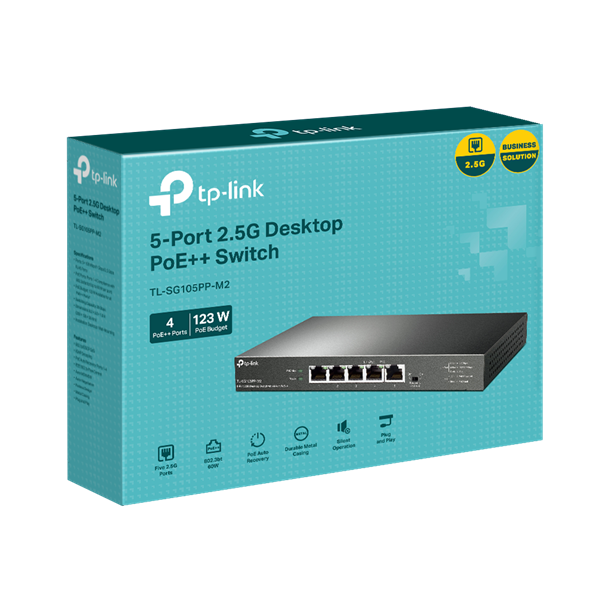 TP-Link TL-SG105PP-M2 5-Port 2.5G Desktop Switch with 4-Port PoE++
