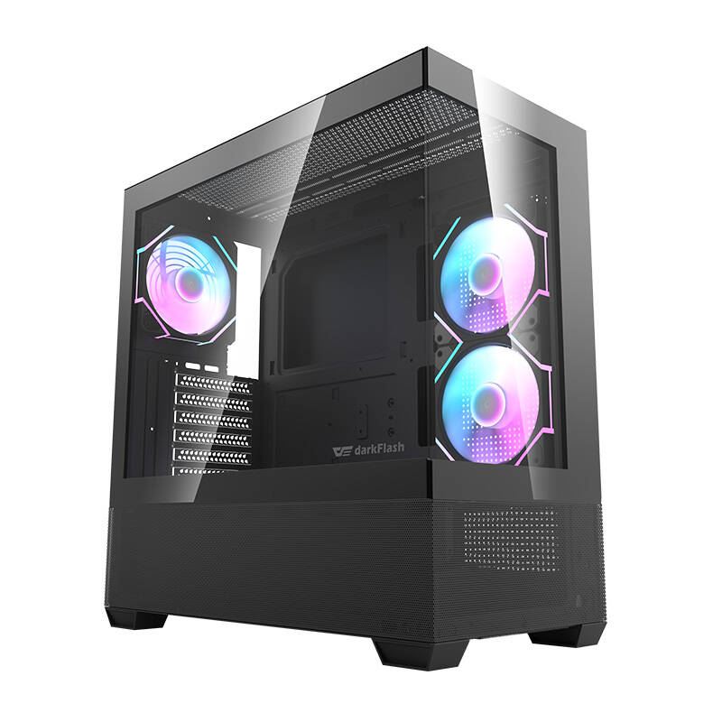 DarkFlash DS900 Air táp nélküli ablakos ház fekete + 6db ARGB ventilátor