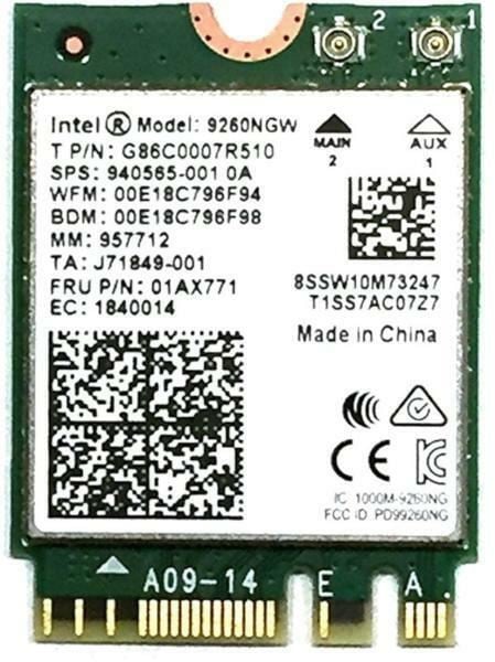 Intel Wireless-AC 9260 M.2 Wi-Fi adapter (9260.NGWG.NV)
