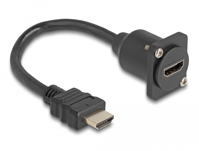 Delock D-típusú HDMI kábel apa   anya fekete 20 cm (87966)