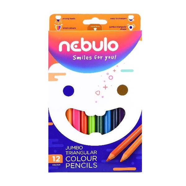 Nebulo jumbo háromszög alakú 12 db/csomag színes ceruza készlet Nebulo jumbo háromszög alakú 12 db/csomag színes ceruza készlet