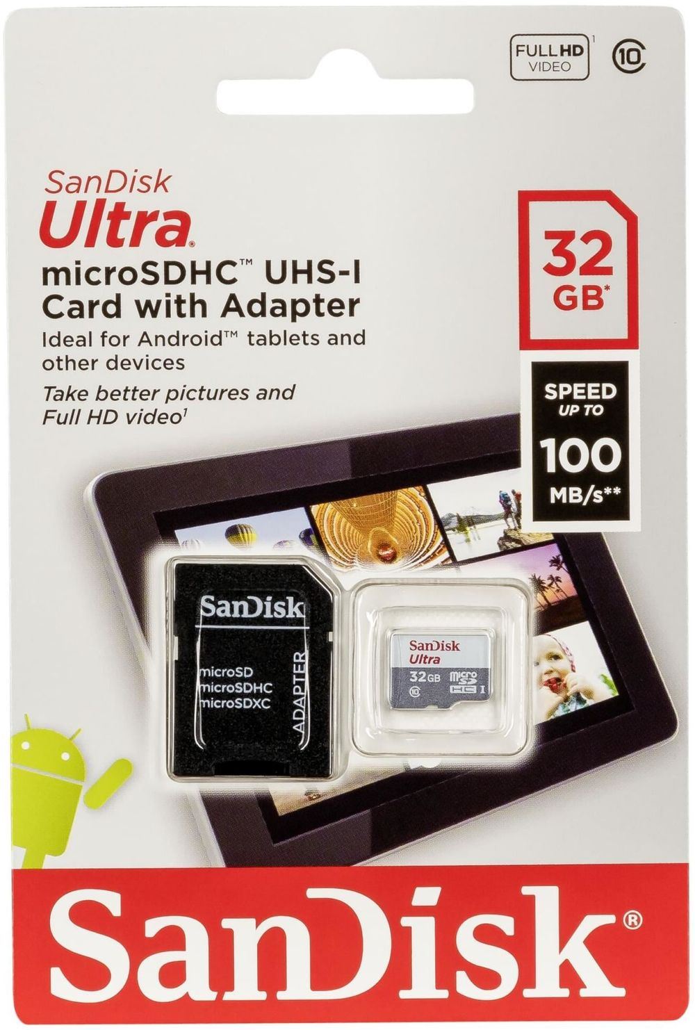 32GB microSDHC Sandisk Ultra Lite CL10 + adapter (SDSQUNR-032G-GN6TA)