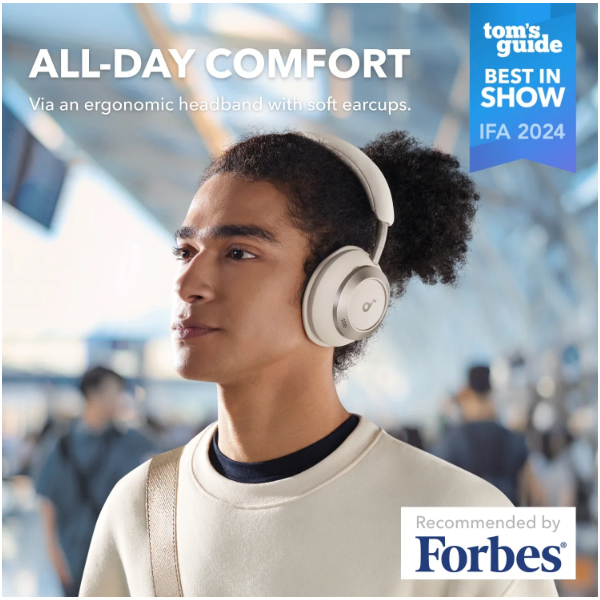 ANKER  A3062G21 Vezeték Nélküli Fejhallgató  Soundcore Space One Pro Összecsukható  Aktív Zajszűrő Krém-fehér white 