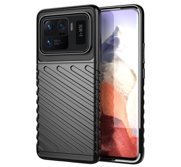 Szilikon telefonvédő (közepesen ütésálló, csíkos, dombor minta) FEKETE [Xiaomi Mi 11 Ultra 5G]