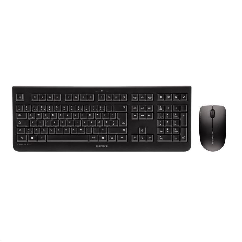 Cherry WD 3000 vezeték nélküli angol billentyűzet + optikai egér fekete (JD-0710EU-2)