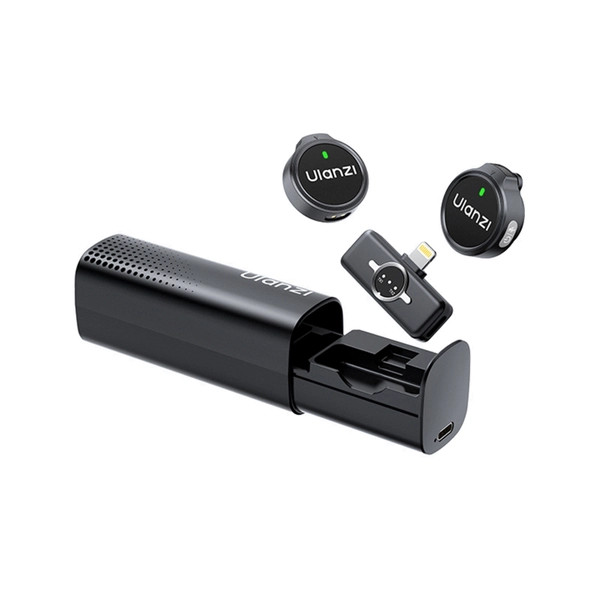 Ulanzi A21 csiptetős vezeték nélküli mikrofon  2db mikrofon  zajszűrés  Lighting Fekete