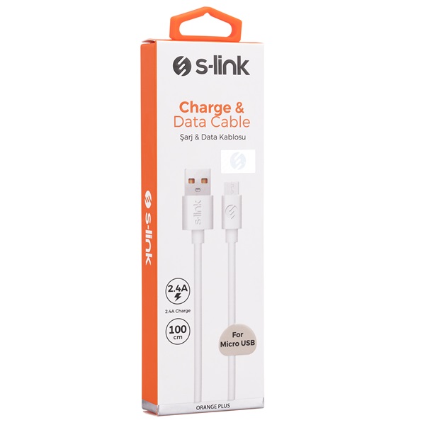 S-Link AND-KC19B 2.4A  Micro USB  100cm adat+töltőkábel  Fehér