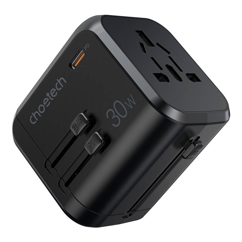 Travel wall charger Choetech PD5008, 3xUSB-A, 1xUSB-C, GaN, 30W (black) Travel wall charger Choetech PD5008, 3xUSB-A, 1xUSB-C, GaN, 30W (black)